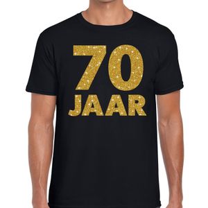 70 jaar goud glitter verjaardag/jubileum kado shirt zwart heren