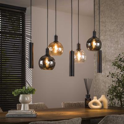 LifestyleFurn Hanglamp 'Janetta' Glas en metaal, 4+3-lamps