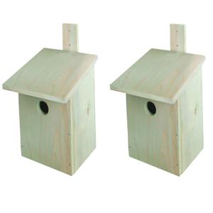 Doe- 2x -het-zelf houten vogelhuisje/nestkast 23 cm - Vogelnestje voor tuinvogeltjes - Bouwpakket