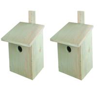 Doe- 2x -het-zelf houten vogelhuisje/nestkast 23 cm - Vogelnestje voor tuinvogeltjes - Bouwpakket