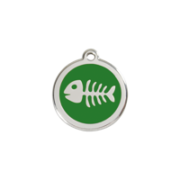 Fish Skeleton Green roestvrijstalen hondenpenning small/klein dia. 2 cm - Reddingo