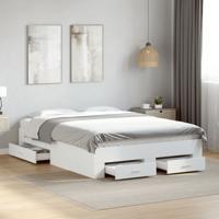 Bedframe met lades bewerkt hout wit 135x190 cm