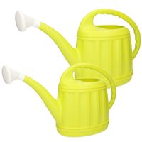 Tuinplanten gieters set 2x stuks kunststof lime groen 5 en 12 liter - thumbnail