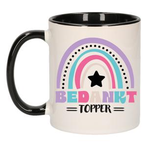 Cadeau mok voor collega - zwart - bedankt topper - afscheid/pensioen - keramiek - 300 ml