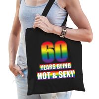 Hot en sexy 60 jaar verjaardag cadeau tas zwart voor volwassenen - Gay/ LHBT / cadeau tas   -