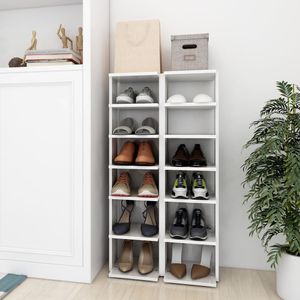 VidaXL Schoenenkasten 2 st 27,5x27x102 cm hoogglans wit