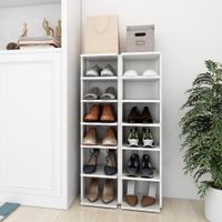 VidaXL Schoenenkasten 2 st 27,5x27x102 cm hoogglans wit