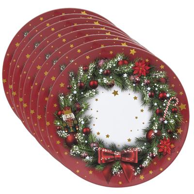 Feeric Christmas kerst onderbord/kaarsenbord - Set van 8x stuks - D33 cm - kunststof - kerstkrans pr
