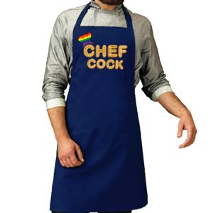 Verjaardag cadeau schort - Chef cock - barbecue/bbq - donker blauw