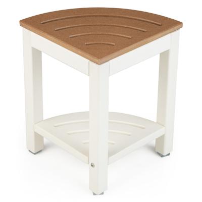 Hoek Douchekruk Waterdichte Badkamer Voetsteun met Planchet Geschulpte Badkamerkruk Belastbaar tot 150 kg Wit