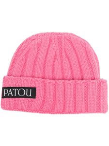 Patou bonnet nervuré à patch logo - Rose