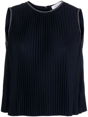 Fabiana Filippi haut nervuré à design sans manches - Bleu