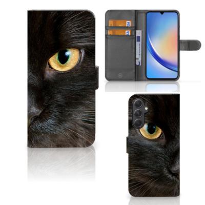 Samsung Galaxy A24 4G | Telefoonhoesje | Met pasjeshouder | Zwarte Kat