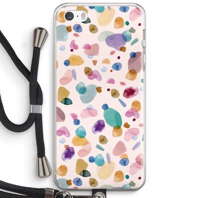 Terrazzo Memphis Pink: iPhone 5 / 5S / SE Transparant Hoesje met koord