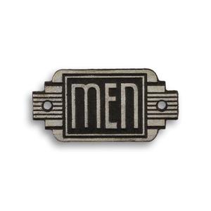 GIETIJZEREN ART DECO UITHANGBORD "MANNEN"