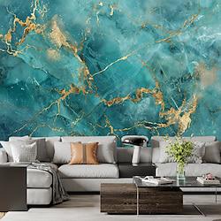 cool wallpapers abstract blauw goud 3d behang muurschildering marmer rol schil en plak verwijderbaar pvc/vinyl materiaal zelfklevend/klevend vereist muurdecor voor woonkamer keuken badkamer Lightinthebox