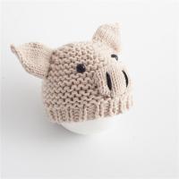 Pasgeboren Baby's fotografie kleding cartoon varken vorm wollen gebreide Cap geschikt voor leeftijd: 0-3 maanden (beige)