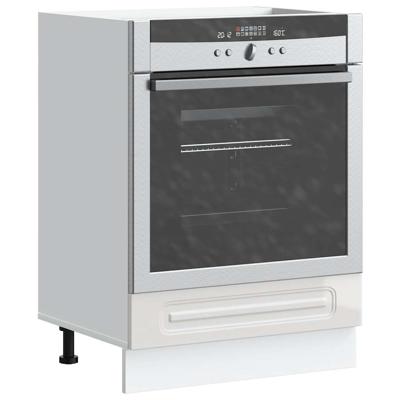 Ovenkast Kalmar bewerkt hout hoogglans wit
