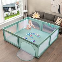 Baby Speelbox Grote Babybox Draagbare Box met Deur Grondbox 206 x 185,5 x 68cm Blauwgroen