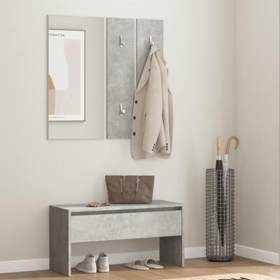 Garderobe set bewerkt hout betongrijs