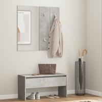 Garderobe set bewerkt hout betongrijs