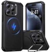 iPhone 15 Pro Max Cyber Tough Case with Stash Stand (HaloLock) - Black