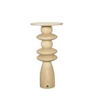 Callain Natuurlijke Mango Houten Bijzettafel Marmer Rnd L - thumbnail