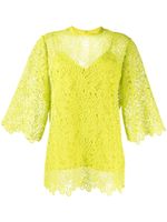 Elie Saab t-shirt à bord en macramé - Vert