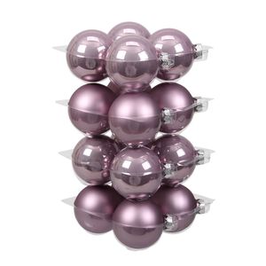 32x stuks glazen kerstballen salie paars (lilac sage) 8 cm mat/glans - Kerstbal