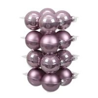 32x stuks glazen kerstballen salie paars (lilac sage) 8 cm mat/glans - Kerstbal - thumbnail