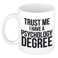 Trust me Psychology degree kado mok / beker wit - Psychologie geslaagd / afstudeer cadeau - feest mokken - thumbnail