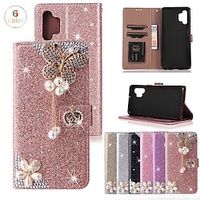 telefoon hoesje Voor Samsung Galaxy S23 S22 S21 S20 Plus Ultra A54 A34 A14 A73 A53 A33 Opmerking 20 10 Wallet Card Case Strass Sleuven voor kaarthouders Magnetische Flip Glitterglans Kristal Diamant Lightinthebox