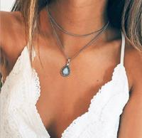 Fashion Retro Water Drop vorm Multi-Layer kristal hanger Necklace(Drops necklace)