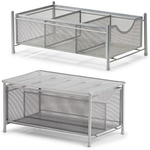 Keuken/keukenkast organizers uitschuifbaar - zilver - 26 x 41 x 35 cm - metaal