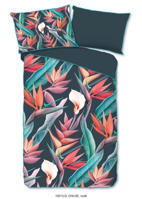 Descanso Dekbedovertrek "bloemen en bladeren" - Multi - (140x200 cm) - Biologisch Katoen satijn