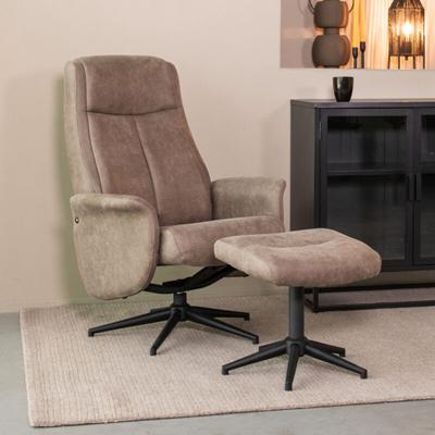 LABEL51 Fauteuil Bergen - Taupe - Micro Suede - Incl. Hocker LABEL51 Fauteuil Bergen - Taupe - Micro Suede - Incl. Hocker