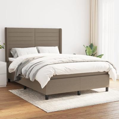 Boxspring met matras stof taupe 140x190 cm