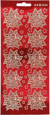 Creotime stickers transparant rood met goud kerststerren