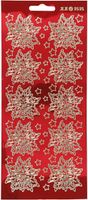 Creotime stickers transparant rood met goud kerststerren - thumbnail