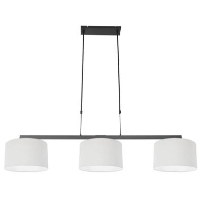 Steinhauer Zwarte hanglampStang met witte linnen kappen - 3461ZW