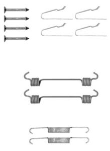 Toebehoren, parkeerremschoen HELLA, u.a. für Ford Usa, Jeep, Chrysler, Mercedes-Benz, Lancia, Dodge