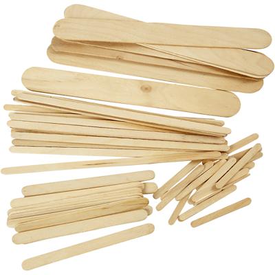 Creativ Company Ijslollystokjes, l: 5,5+11,5+19+20 cm, b: 6+10+25 mm, naturel, 4250 stuk/ 1 doos