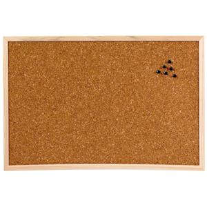 Prikbord van kurk - houten rand - 58 x 39 cm - school/kantoor/keuken