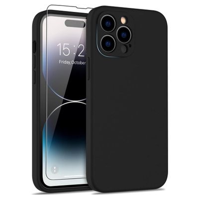 Lunso - iPhone 15 Pro Max - Hoesje Flexibel silicone Backcover - Zwart