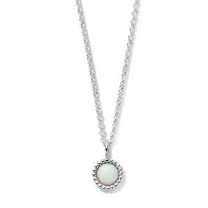 Ketting Rond zilver-zirconia-synthetisch opaal wit 41-45 cm