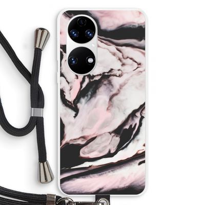 Roze stroom: Huawei P50 Transparant Hoesje met koord