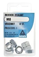 Moer zeskant m8 verz 8st - Deltafix