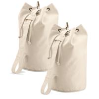 Quadra duffel bag tas - 2x - 53 cm - beige canvas - 30 liter - plunjezak - duffeltas - katoen - thumbnail