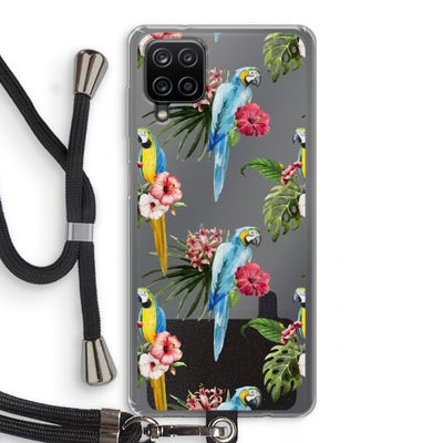 Kleurrijke papegaaien: Samsung Galaxy A12 Transparant Hoesje met koord