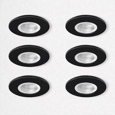 Kosnic Set van 6 Zwarte Inbouw Ledspot Erta, 6 Watt, Dimbaar, IP65